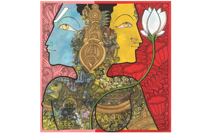RG31  
Vishnu-Lakshmi 
Mixed media on Canvas 
27.5 x 27.5 inches 
Available
